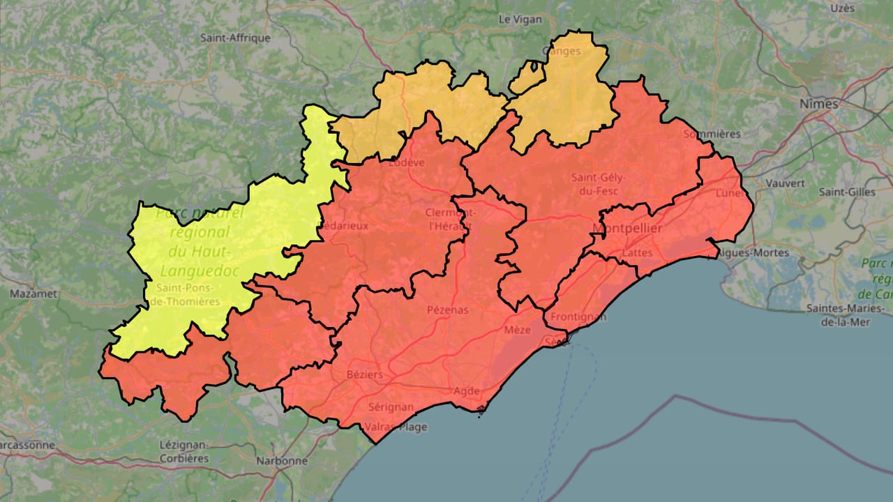 Ce mercredi 16 septembre, le risque incendie est très élevé dans six secteurs du département de l'Hérault - Préfecture de l'Hérault