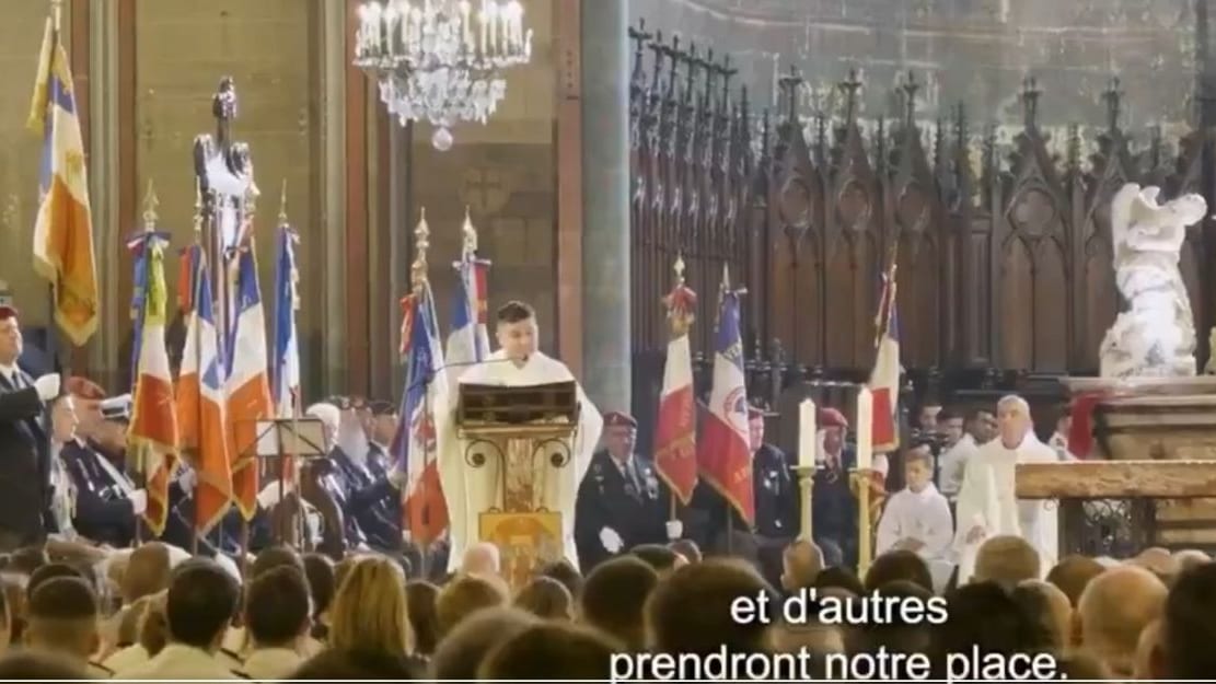 DR / Des propos filmés lors d'une messe militaire en octobre 2025
