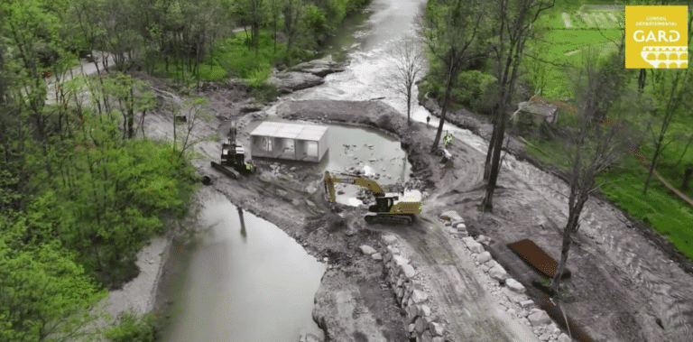 Création d’un pont provisoire en aval du Pont des Châtaigniers