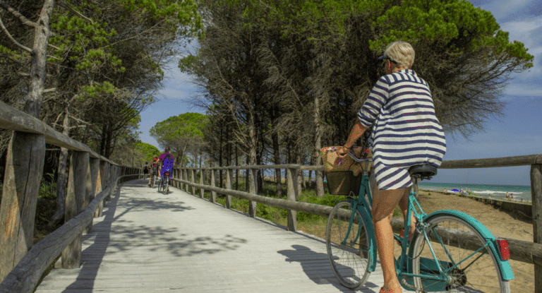 Piste cyclable en Camargue entre le Grau-du-roi et Aigues-Mortes