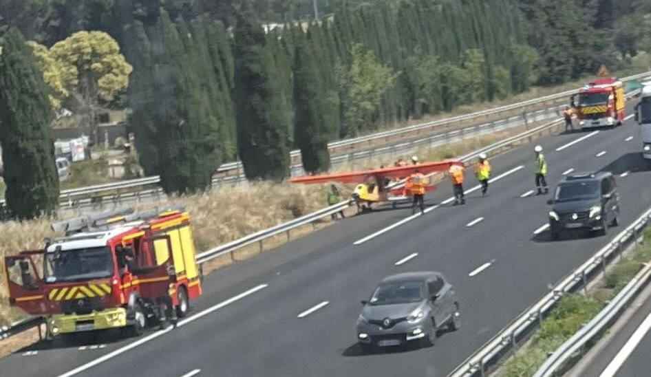 Nîmes : un aéronef se pose sur l'autoroute A9