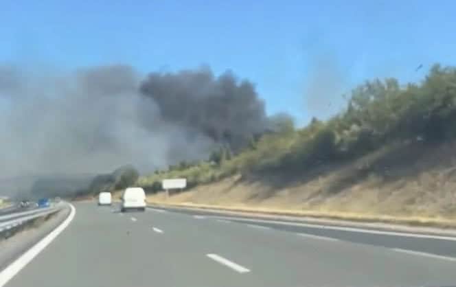 Feu sur l'autoroute A 750 dans l'Hérault