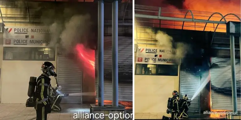 Feu à Nîmes, quartier Pissein. Photos Alliance Police Nationale