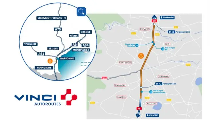 Travaux Perpignan Autoroute A9 - Crédit : VINCI AUTOROUTES