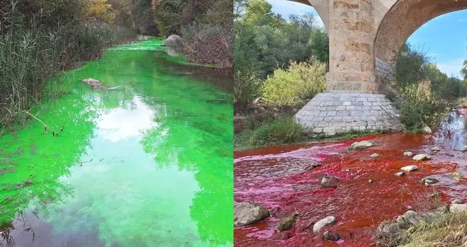 L'agly rivière située en Occitanie vire au rouge est vert fluo, Pourquoi ? - Photos Syndicat Mixte du Bassin Versant de l’Agly (SMBVA) - infoccitanie